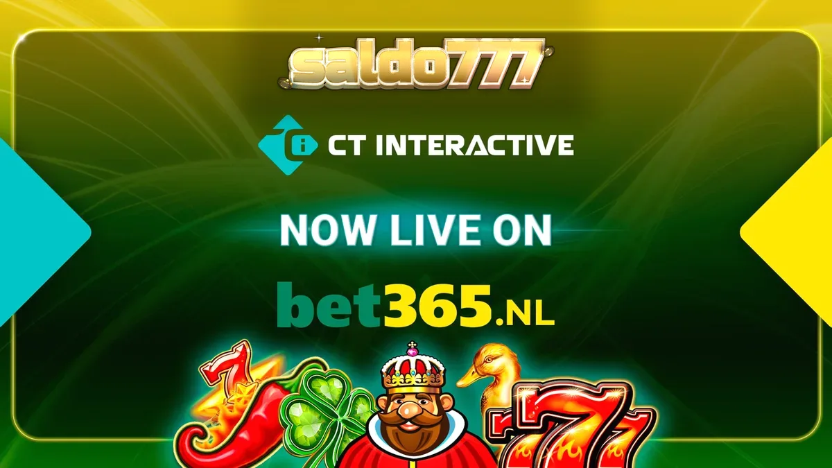 Layar permainan slot dari CT Interactive yang kini tersedia di platform bet365 Belanda